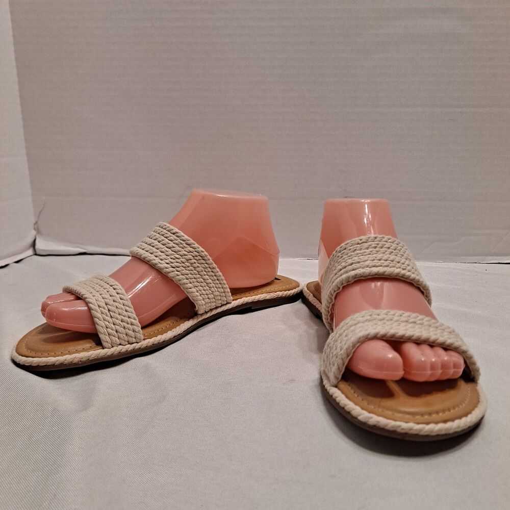 Billabong Women's Slide Sandals Size 9 Rope Woven Beige 2 Straps Flats